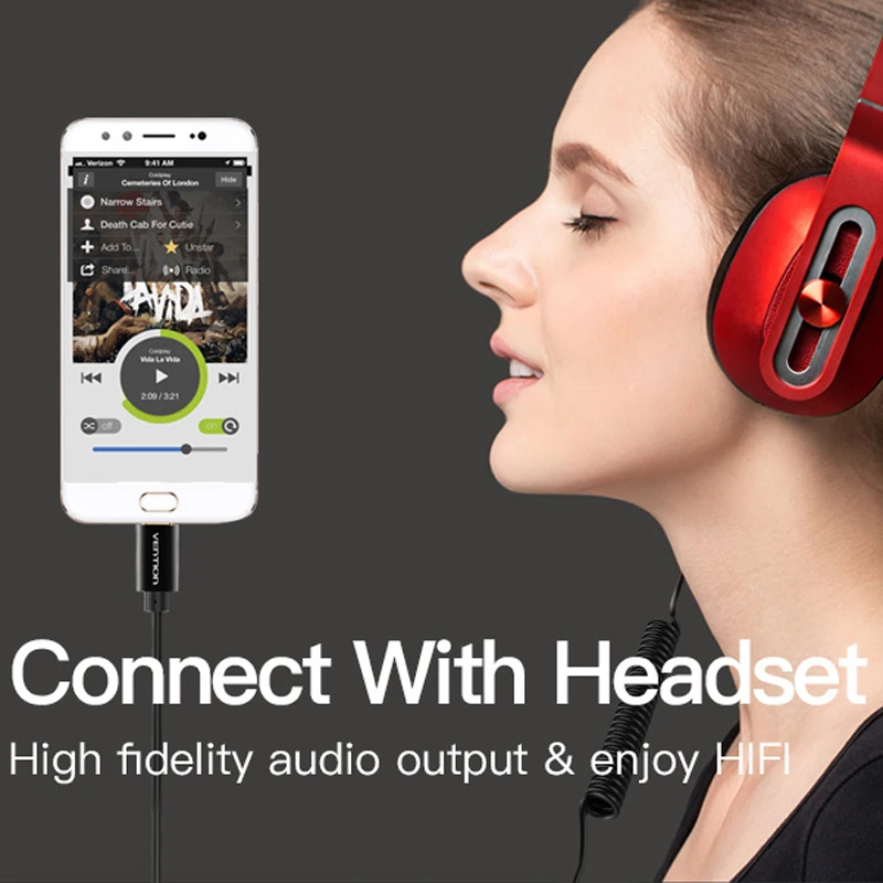 Аудиокабель Vention с разъемами USB Type C и 3 5 мм|audio cable|3.5mm aux3.5 jack audio cable |