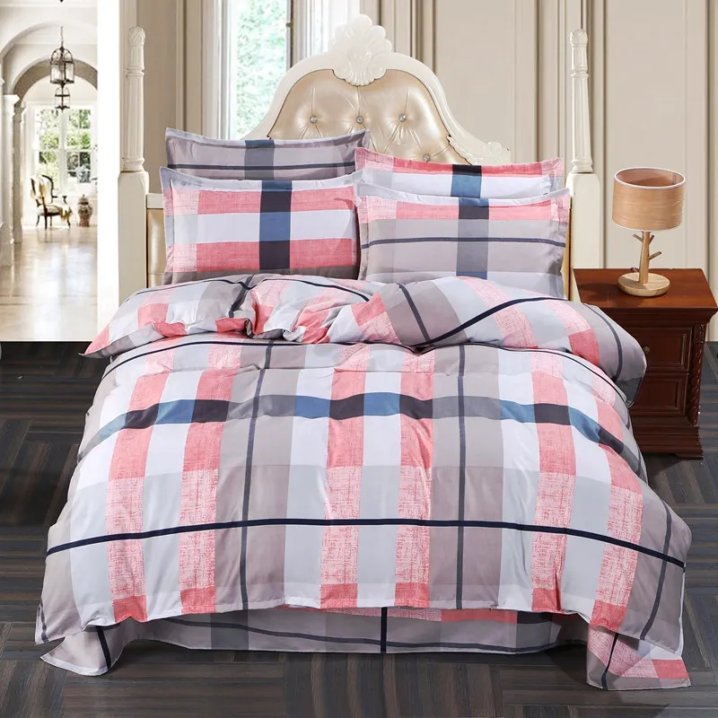 

Colorful Striped Plaid Printed Bedding Sets Queen Size Beddings and Bed Set Sanding Cotton High-density Polyester Bed Covers