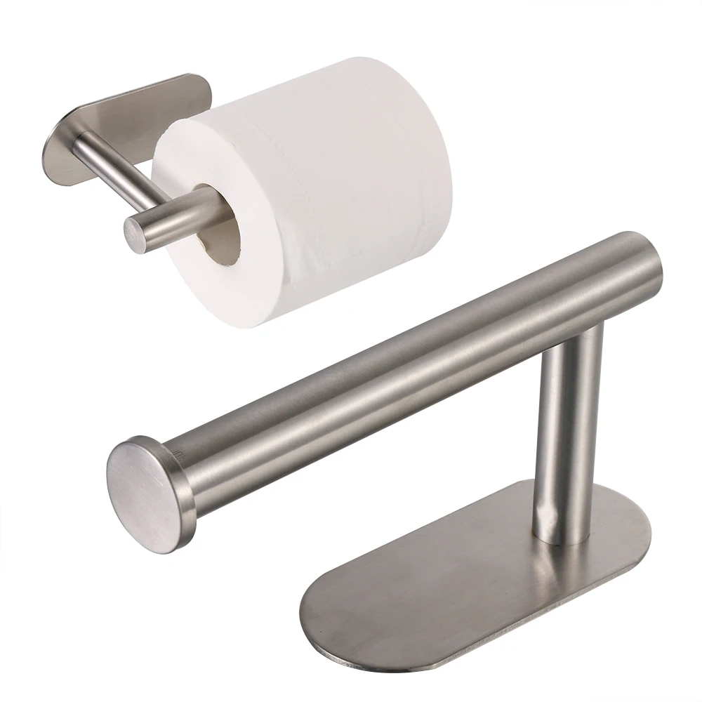

Wall Mount Towel Toilet Paper Holder Stainless Steel Toilet Tissue Storage Rack Seamless Adhesive Hook Bathroom Accessories