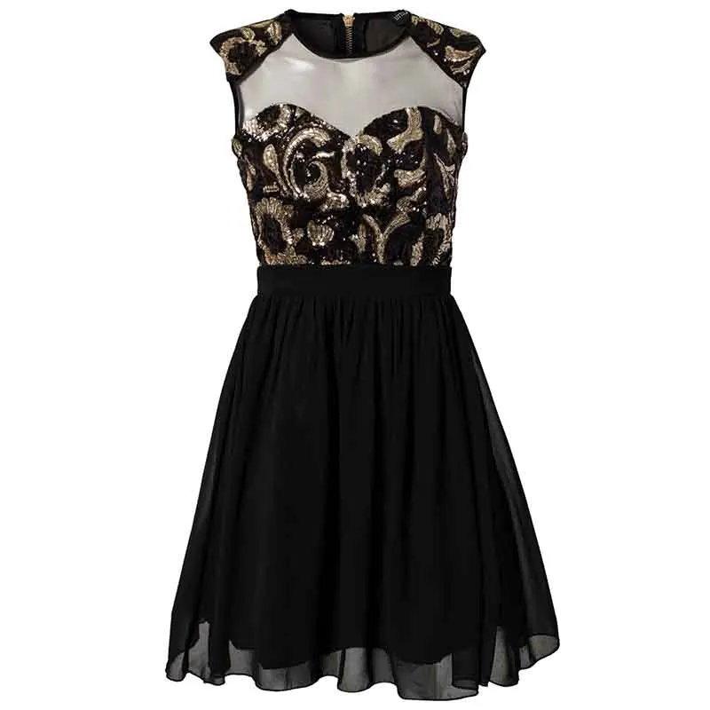 Women Dress Summer Ladies Sheer Mesh Patchwork Sequin Dress Sexy Casual Clubwear Party Sleeveless Tunic A line Dress Vestidos (4)