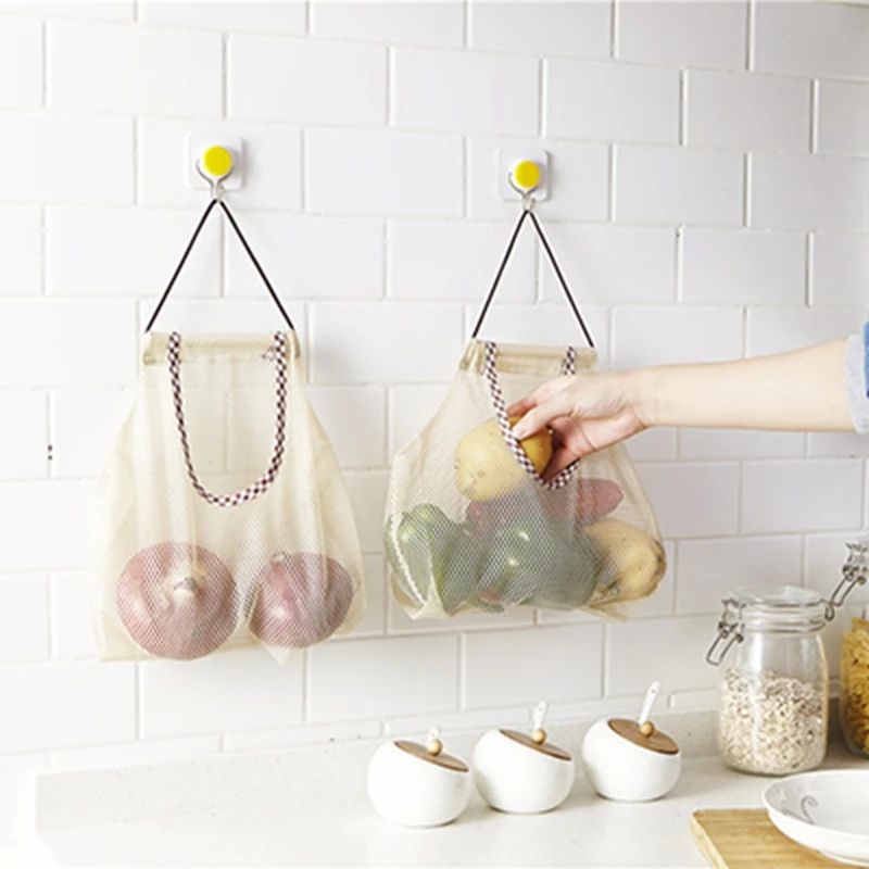 2pc Hanging Storage Kitchen Onion Garlic Organizer Net Fruit Vegetable