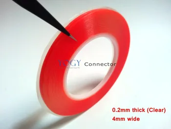 

1x (0.2mm Thick) 4mm *25M High Strength Transparent Acrylic Glue Sticky Double Adhesive Tape with Red Film fit for Cellphone LCD