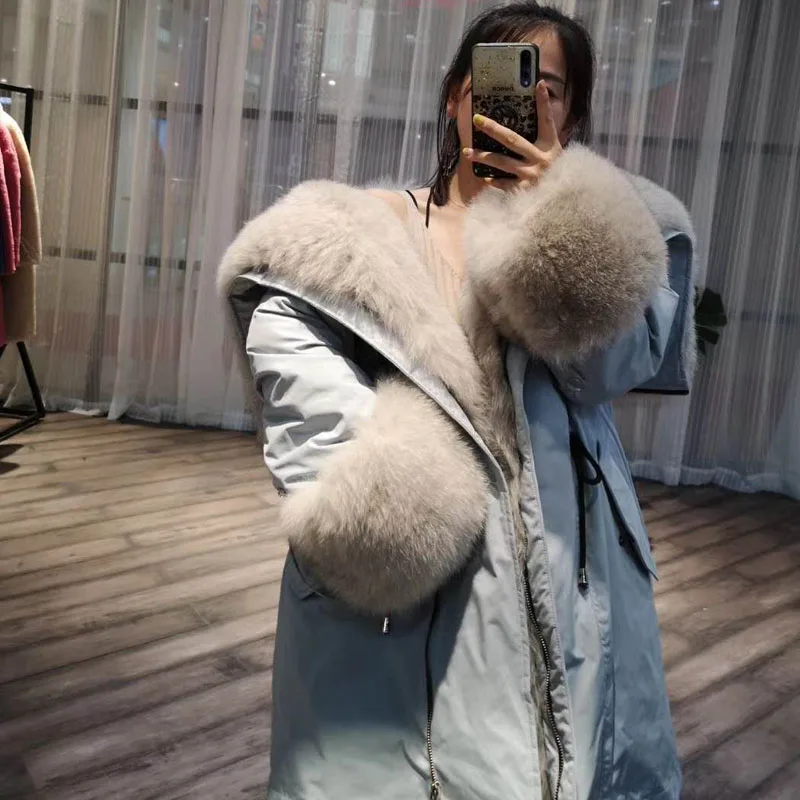 casaco feminino parkas mujer plus size jacket women winter coat with real fox fur collar and placket thick warm overcoat