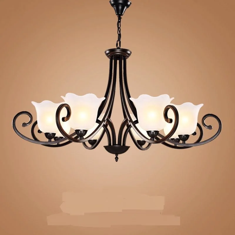 

American country chandelier retro Tieyi lighting bedroom living room lights Mediterranean penthouse floor restaurant atmos ZX16