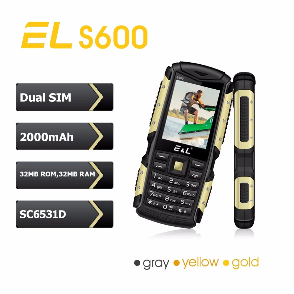 E & L S600 Мобильный телефон 2G GSM большой фонарик Bluetooth Dual Sim Оригинальный мини Ключ