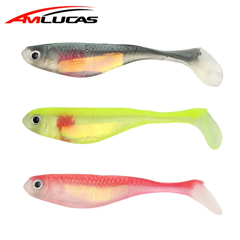 Amlucas 5 шт. 9 см 3 г мягкие рыболовные приманки T хвост Рыбная приманка Swimbait Jig Head