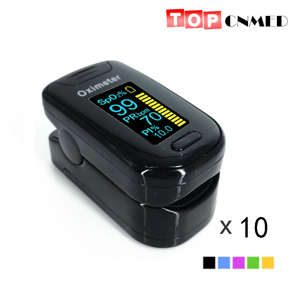

10pcs /lot wholesale 3 Parameters Spo2 PR PI Fingertip Pulse Oximeter OLED Display Blood Oxygen SpO2 Monitor 5 color available