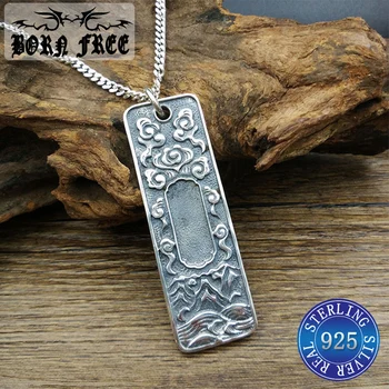 

925 sterling silver auspicious clouds & six words mantra pendant necklace trendy jewelry fashion charm accessories personality a