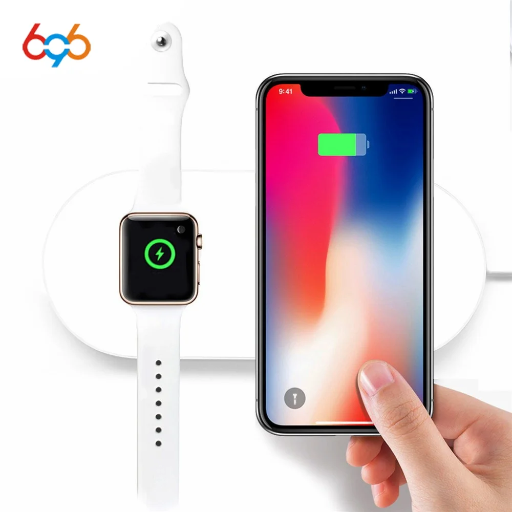 696 2в1 Airpower Беспроводное зарядное устройство для iPhone X 8 Беспроводная зарядная