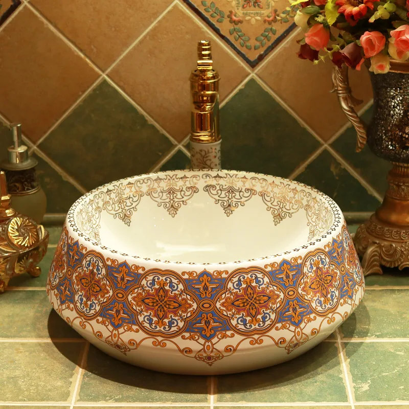 Round porcelain bathroom vanity bathroom sink bowl countertop Ceramic wash basin bathroom sink Round porcelain bathroom vanity bathroom sink bowl countertop Ceramic wash basin bathroom sink