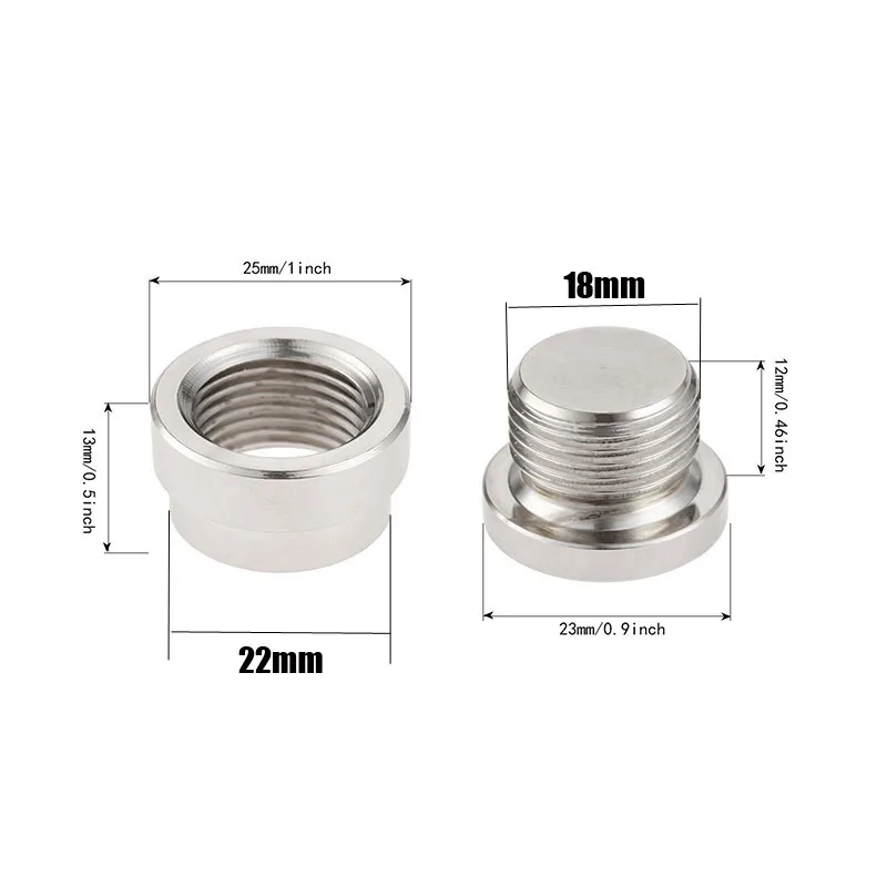 

Oxygen O2 Oxygen Sensor Bung Bolt Universal Iron M18x1.5 Silver Parts Accessories Replacement 2pcs Set