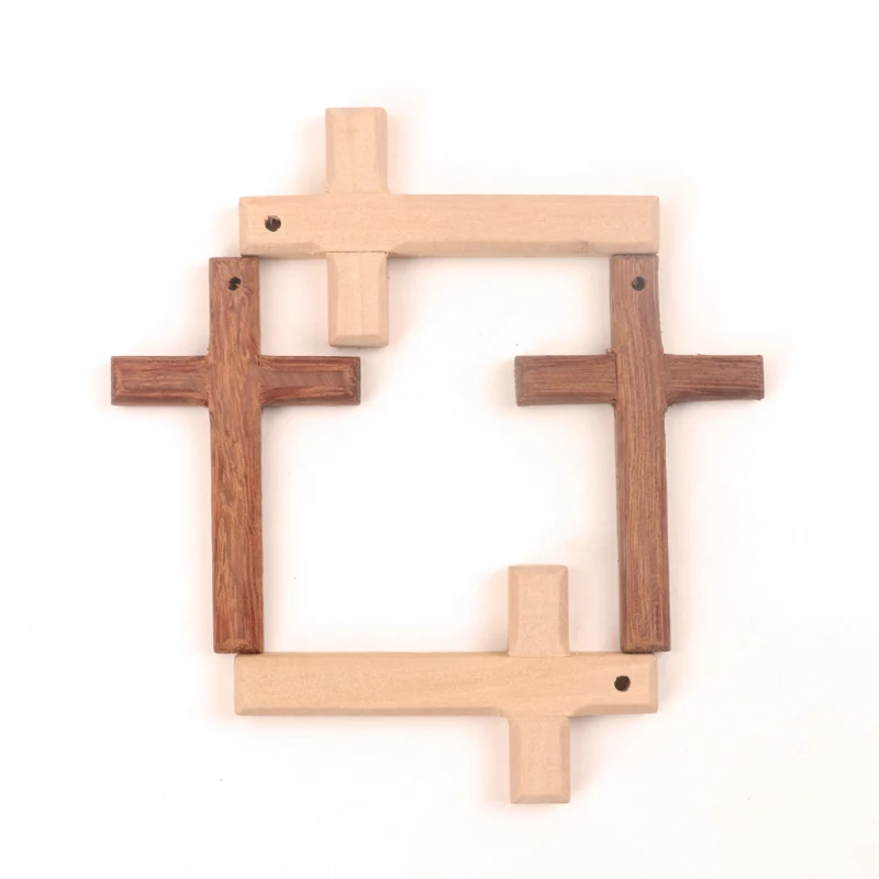 

Home Decoration Handmade Accessory Scrapbooking Craft DIY Natural Wooden Christian Cross Pattern Ornamentation 80x50mm 1pcs