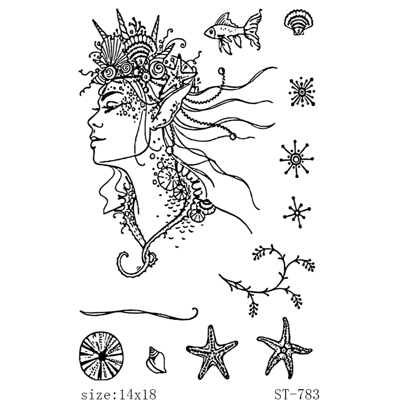 

AZSG Merman Conch Starfish Clear Stamps For DIY Scrapbooking Decorative Card making Craft Fun Decoration Supplies 14x18cm