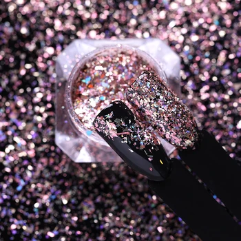 

Rose Gold Laser Nail Flakes Sequins Mirror Powder Paillette DIY Nail Gel Glitter Nail Art Decoration