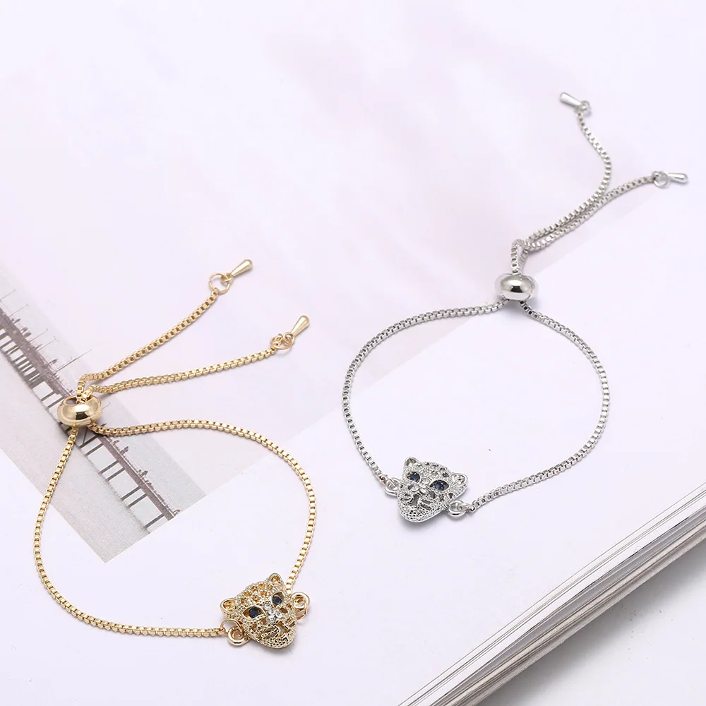 

Stainless Steel Bracelet Leopard Rhinestone Bracelet Adjustable Gold Silver Women Girls Mujer Femme Acier Inoxydable Bijoux 2019