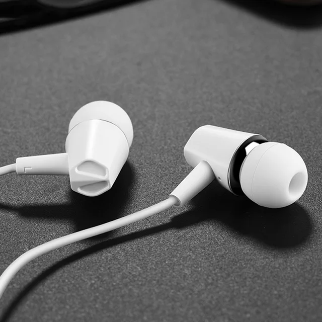 HOCO Earphones in Ears Universal Sports Wired Headset Travel Microphone for iPhone XS Huawei Ergonomic for Phones 3.5mm Earbuds White
