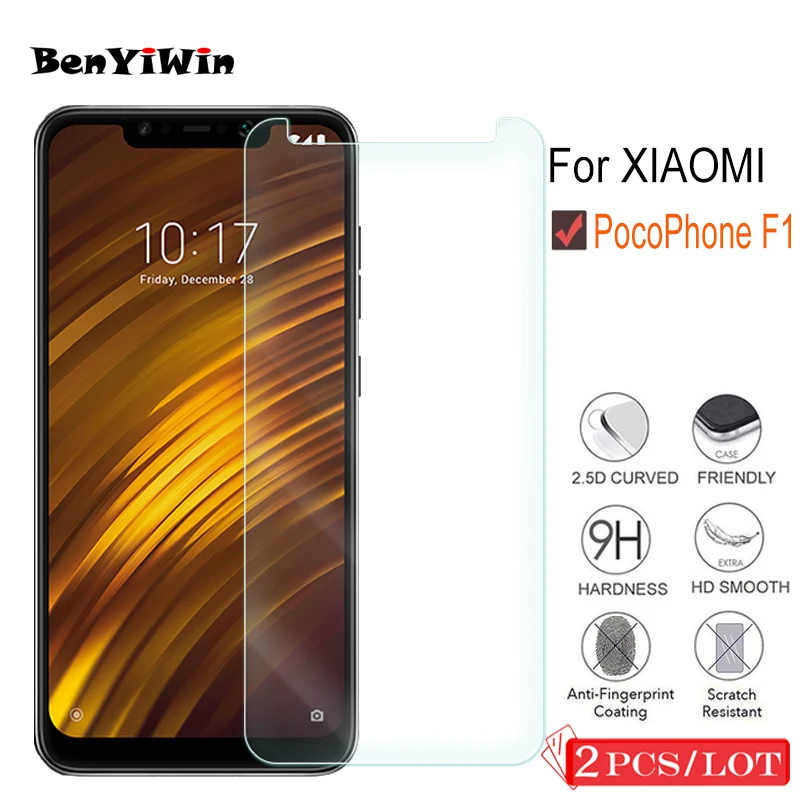 

2PCS 9H Tempered Glass Scratch Proof Protective Film For Xiaomi Pocophone F1 Toughened Screen Protector For pocophone F1 Glass