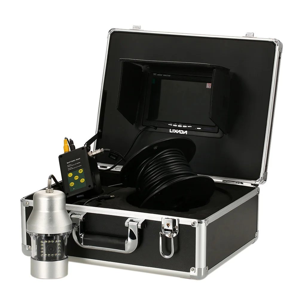 

Lixada 20m/50m/100m Cable Camera Fish Finder 1000TVL Underwater Fishing Camera 18 LEDs 360 Degree Rotating 7 Inch LCD Monitor