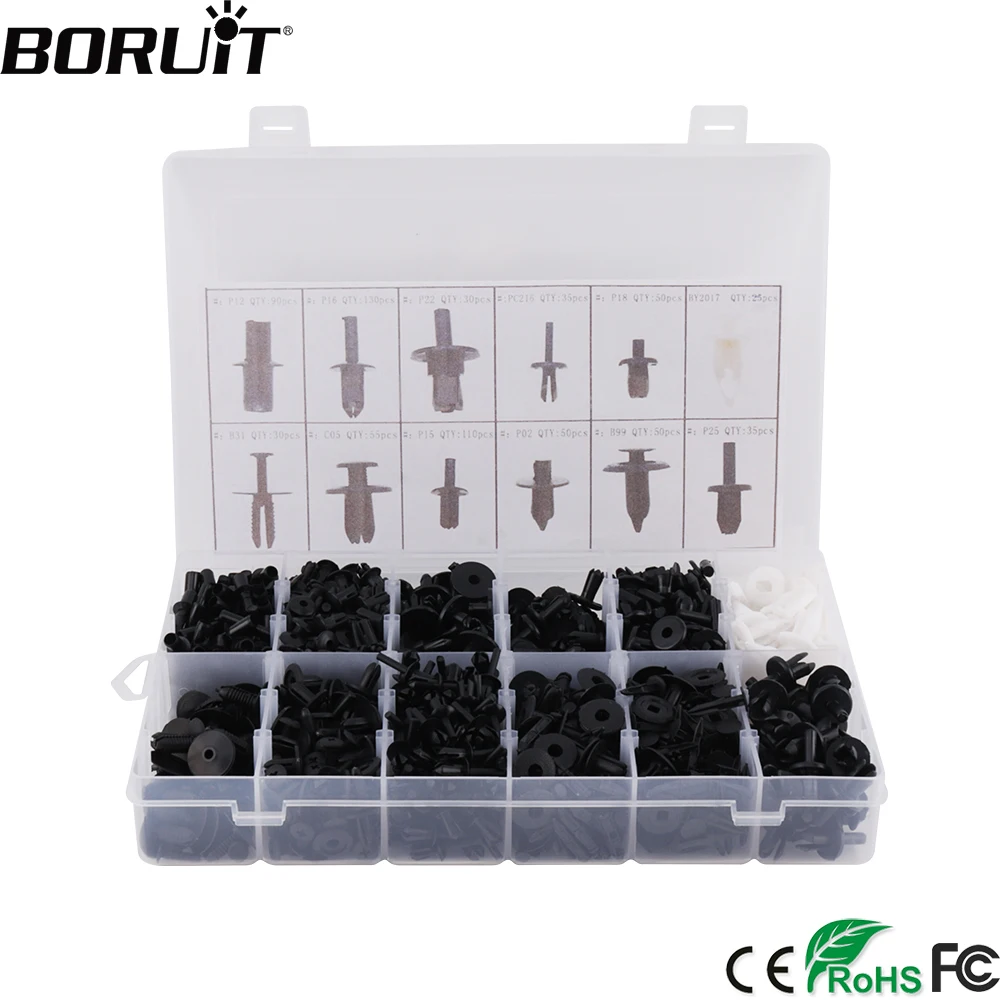 

BORUiT 12 Car Plastic Rivet Fastener Auto Door Push Pin Rivet Trim Fastener Clips Bumper Fender Bumper Fixed Clip with Box