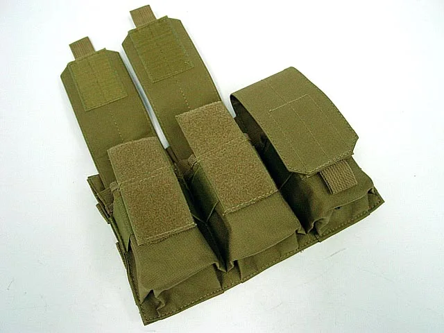 Тактический MOLLE тройной M4 подсумок камуфляж Gaine Pack военный тактический страйкбол клип Лесной Камуфляж Mag охотничья сумка Flyye - Цвет: TAN