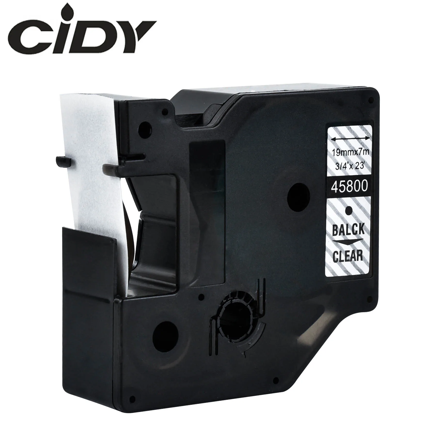 Этикетка CIDY 1 шт. 45803 совместимый с Dymo D1 19 мм лента для маркировки 45800 45808 черного цвета на белом ленты с лейблом для этикетка Dymo менеджер 160 280 210 - Цвет: black on clear