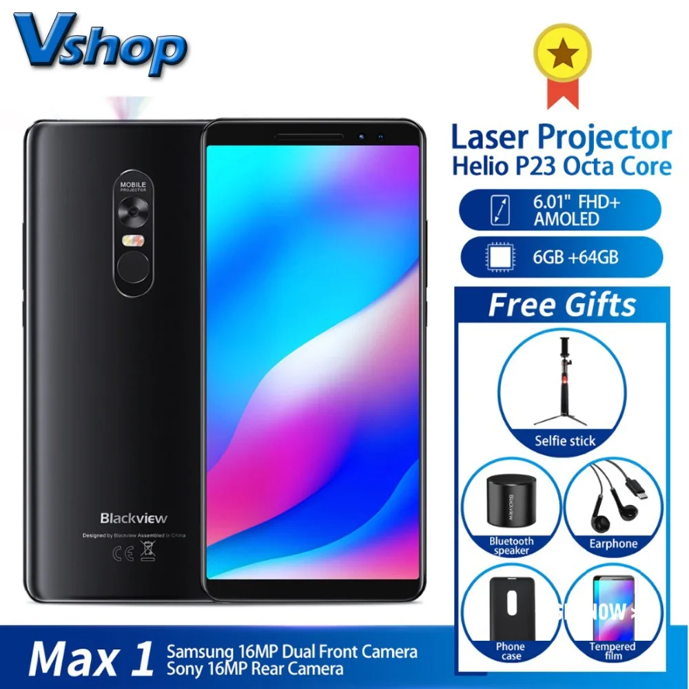 Blackview MAX1 проектор для мобильного телефона AMOLED 4680 мАч Android 8 1 Мини передвижной