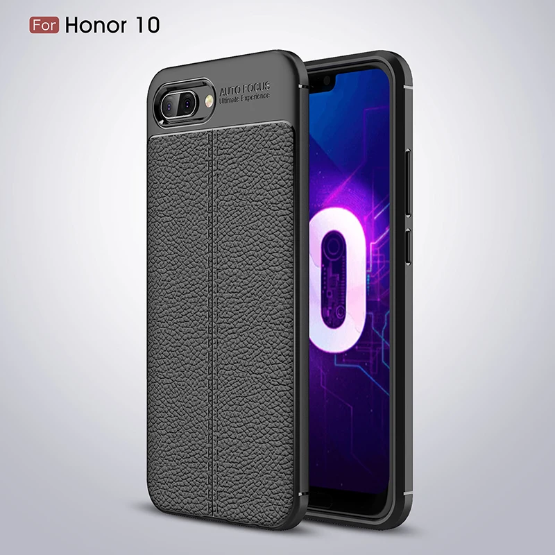 Чехол для huawei Honor 10, кожаный чехол с текстурой, мягкий чехол из ТПУ на Honor 10, роскошный противоударный чехол, Coque Fundas, кожаный дизайнерский чехол