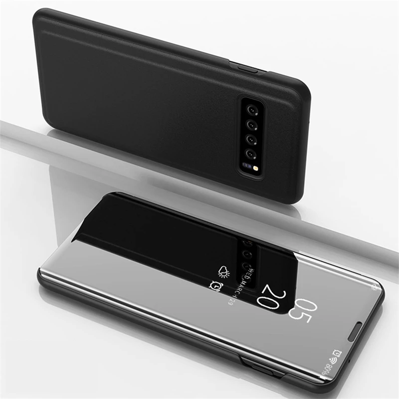 Luxury Clear View Mirror Flip Case For Samsung Galaxy S10 S20 S8 S9 Plus S6 S7 Edge Note 5 8 9 10 Pro Stand Cover | Мобильные