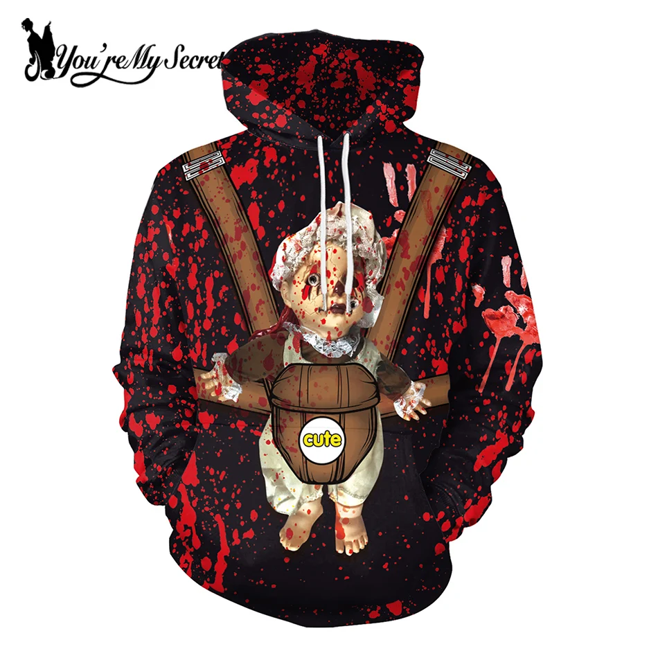 

[You're My Secret] 2019 Halloween Festival Blood Hand Scary Baby Cartoon Unisex Long Sleeve Digital Hooded Hoodie Sweatshirt