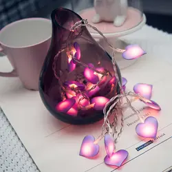 Розовые светодио дный светодиодные сказочные огни Love Heart 10/20 светодио дный LED s фонарь Navidad струнные Огни Праздничное освещение Спальня Дом