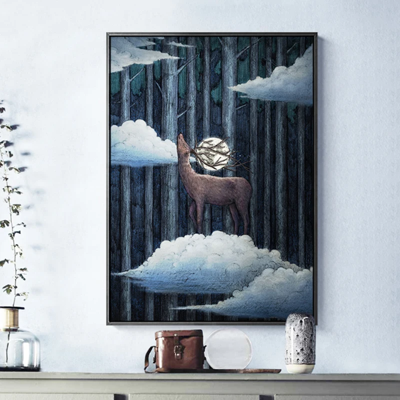 

Nordic Style Deer Bear Fox Canvas Painting illustration Posters Prints Wall Art Pictures For Living Room Kids Baby Home Decor