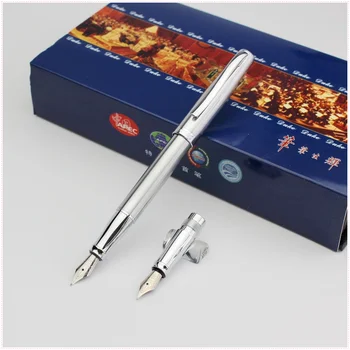 

Duke 209 Stainless Steel Fountain Pen Art Pen Interchangable Double Nibs Office School Supplies Business Gift Pens Free Shipping