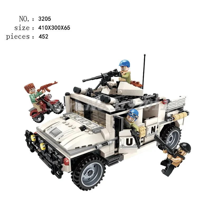 

Military War City Series Thunder Mission Hummer Counterattach Building Blocks Transport Armored Car Toys For Children Gifts