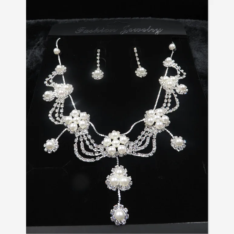 Bridal Austrian Crystal Necklace and Earrings Jewelry Set Gifts fit with Wedding Dress (14)