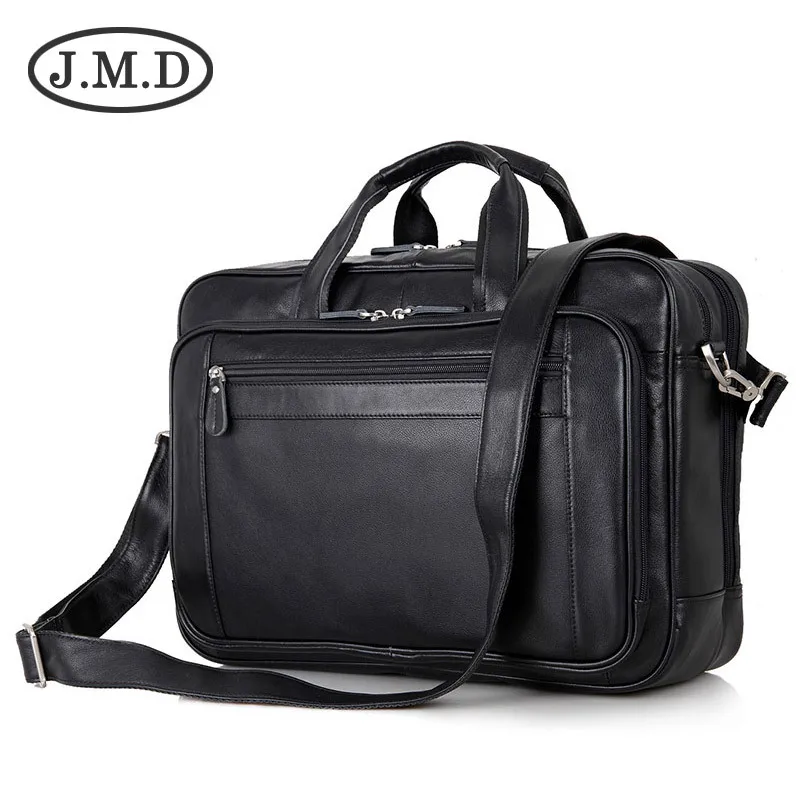 

J.M.D Guarantee Genuine Cow Leather Briefcases Men's Laptop Bag For Man Double Handler Handbag 7367