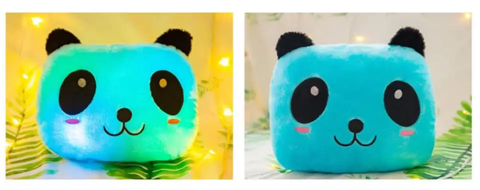 1 шт. 30 см* 35 см светодиодный светящийся плюш кукла светящаяся игрушка панда игрушки Светящиеся подушки подарок на день рождения - Цвет: Небесно-голубой