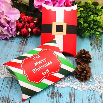

10.5cmxH3.1cmxL16cm Merry Christmas Pillow Boxes, DIY Christmas Gift Box,Candy Box 100pcs/lot