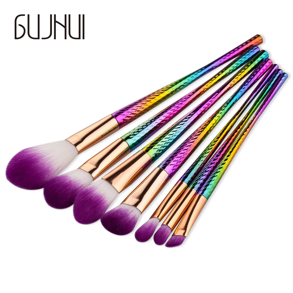 

GUJHUI 7PCS Make Up Foundation Eyebrow Eyeliner Blush Cosmetic Concealer Brushes Small waist bright hair makeup brushH30326