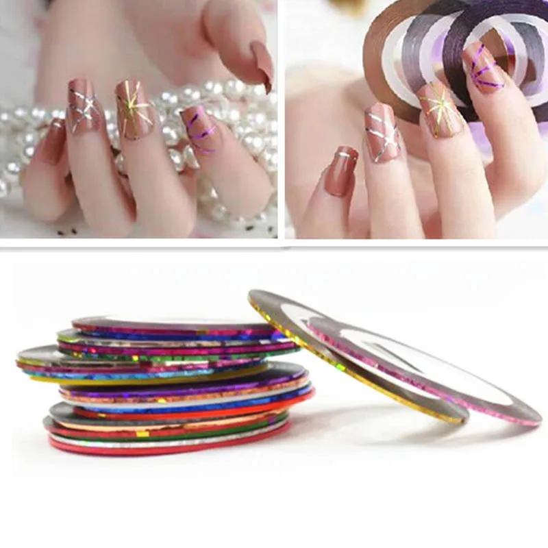 JS 30Pcs Mix Colorful Nails Beauty Rolls Striping Decals Foil Tips Tape
