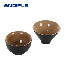 2 unids/lote 55MLJapanese-style Vintage negro cerámica áspera hogar taza de té Cha Hai taza de té pequeño cuenco de Sake regalo familiar