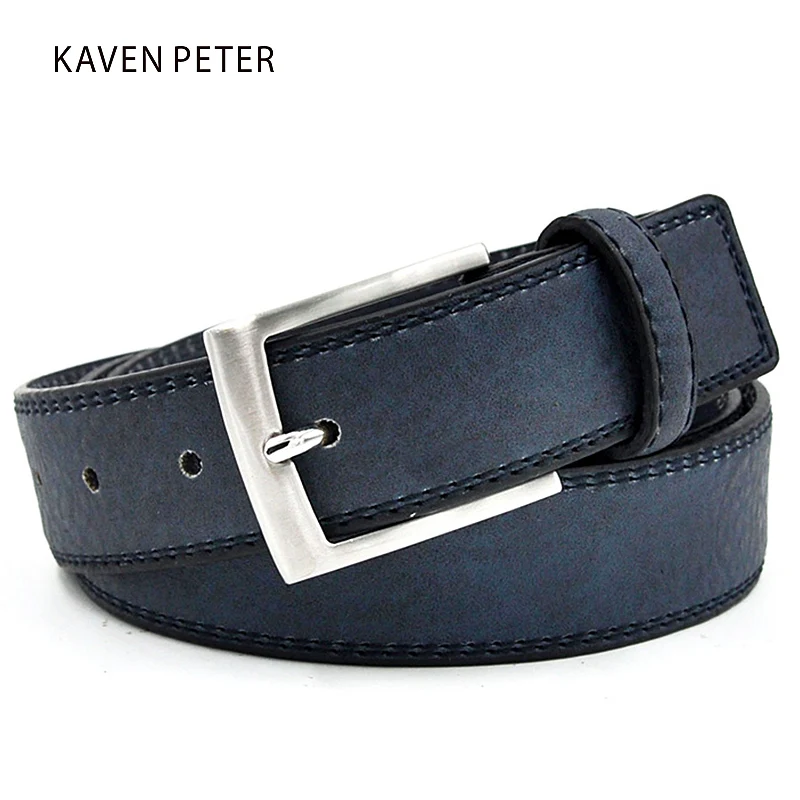 Fashion Accessories Trends Jeans Belt Men Cowskin Blue Dress With Belt