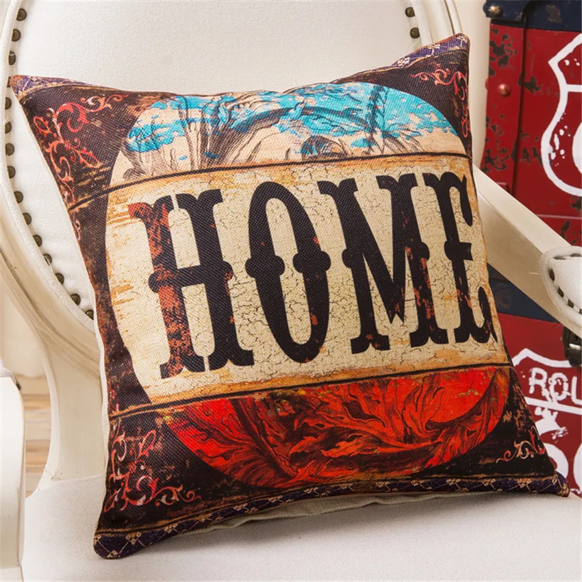 الشمال 45x45 سنتيمتر القطن غطاء من الكتان للوسائد الإبداعية الرجعية خطابات نمط كرسي مكتب أريكة رمي غطاء وسادة ديكور المنزل