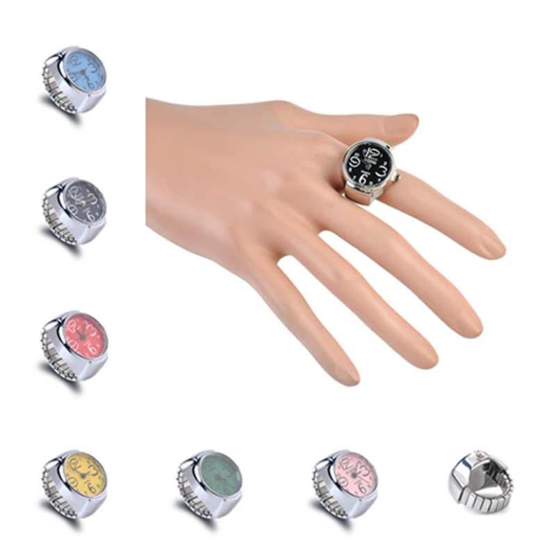 

Newest Creative Lady Girl Round Elastic alloy Quartz Analog Watch Steel Cool Elastic Quartz Finger Ring Watch Casual Rings