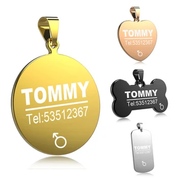 

FLOWGOGO Anti-lost Stainless Steel Pet Cat Dog ID Tag Engraved Cat Puppy Dog Collars Accessories Cat Necklace ID Name Tags