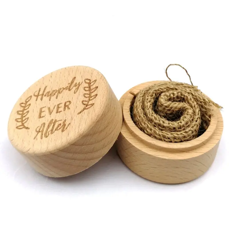

Personalized Engraving Rustic Wedding Wooden Ring Box Jewelry Trinket Storage Containers Custom Happily Ever After Rings Bearer