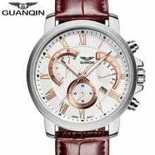Top Brand GUANQIN Men Watch Relogio Masculino Military Sport Luminous watches Chronograph Leather Quartz Wristwatch mens watches top brand luxury doobo men military sport luminous wristwatch leather quartz watch relogio masculino new sale