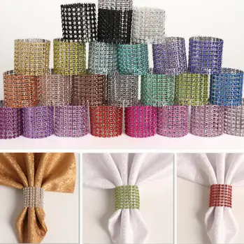 

100pcs Napkin Ring Chairs Buckles Multicolor Wedding Event Decoration Crafts Rhinestone Bows Holder Handmade Party Supplies