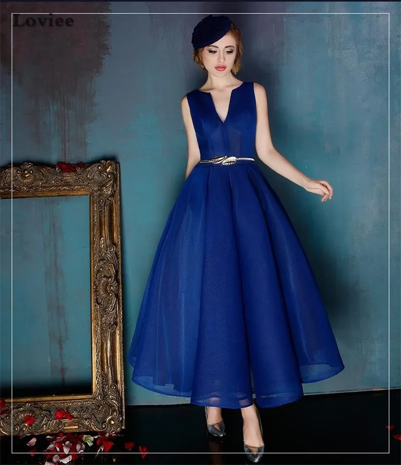 Blue Ankle Length Dress Shop, 60% OFF 
