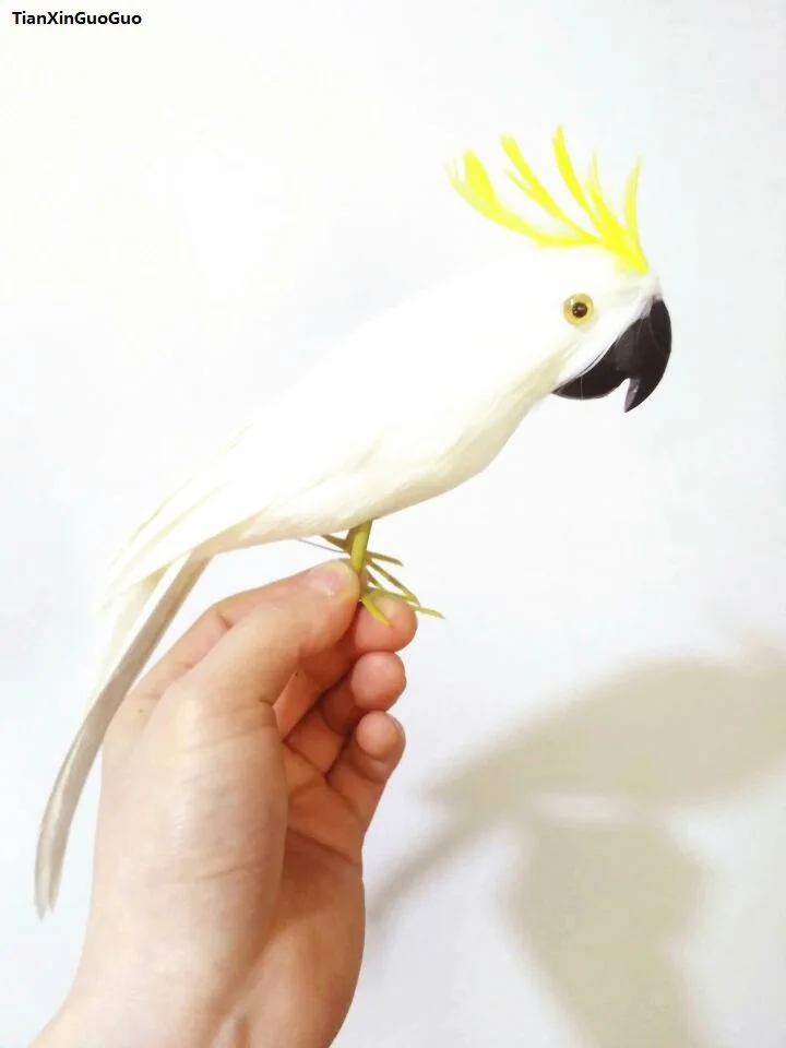

about 32cm white feathers Cockatoo parrot,Handmade model,polyethylene&feathers bird prop,home garden decoration toy gift w3000