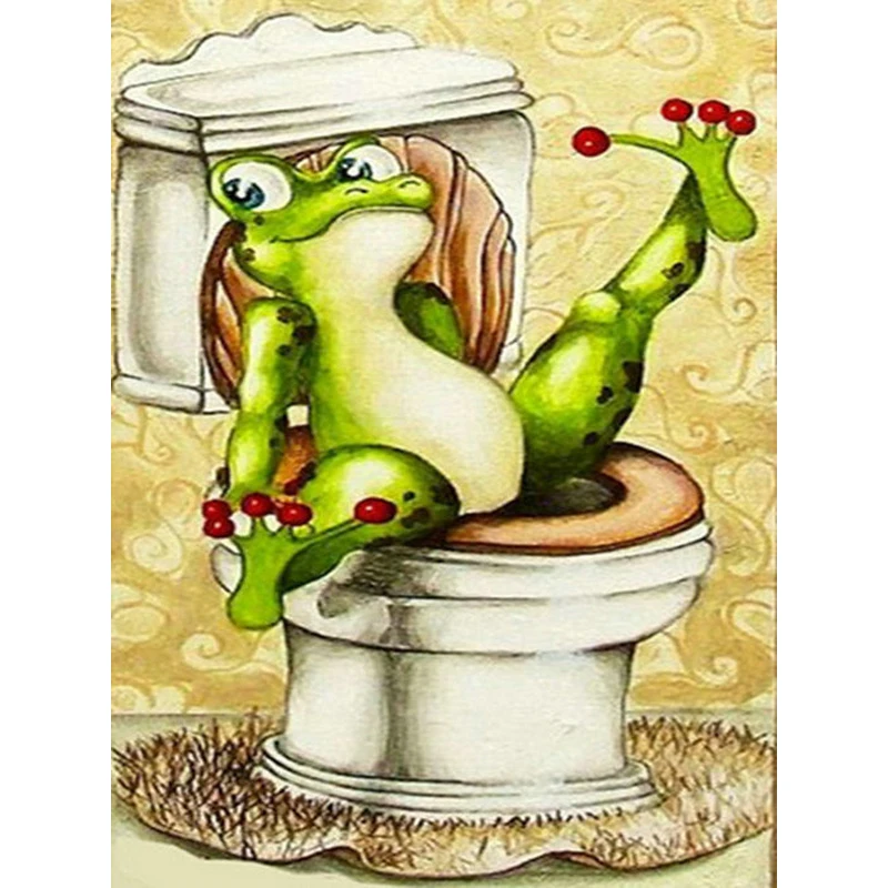 

YIKEE diamond painting The frog goes to the toilet.,diamand painting complet,diamond painting square Y1527